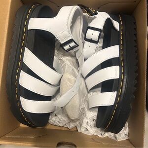 Dr. Martens White and Black Platform Sandals